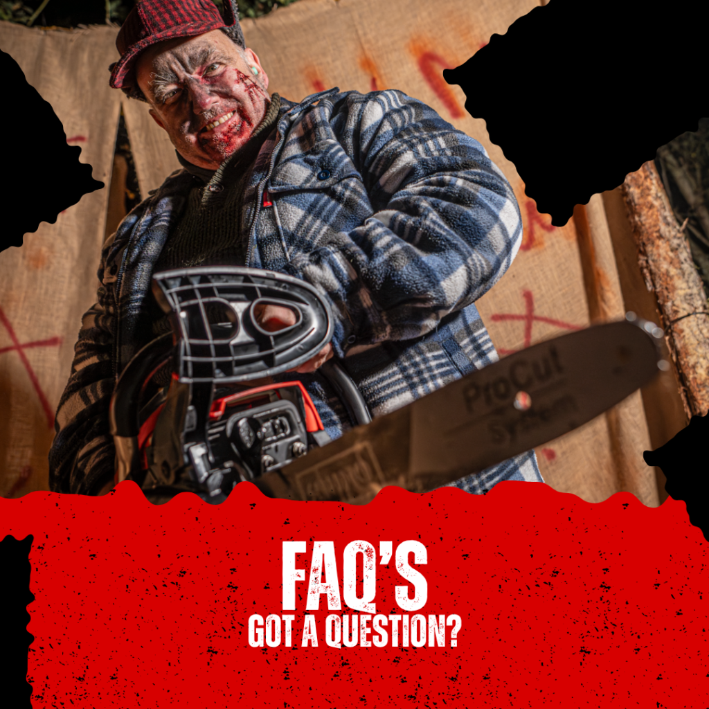 Chainsaw scare actor at Statfold Scream Park Halloween event